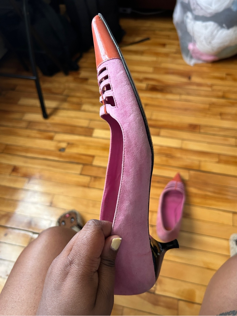 Vintage Coach Suede Kitten Heels Pink Pointed Toe Y2K Mob Wife Classic - Picture 9 of 13